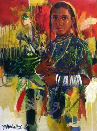 Muhammed Ali Bhatti, Kolhee Girl, 18 x 24 Inch, Mixed Media on Canvas, Figurative Painting, AC-AB-010